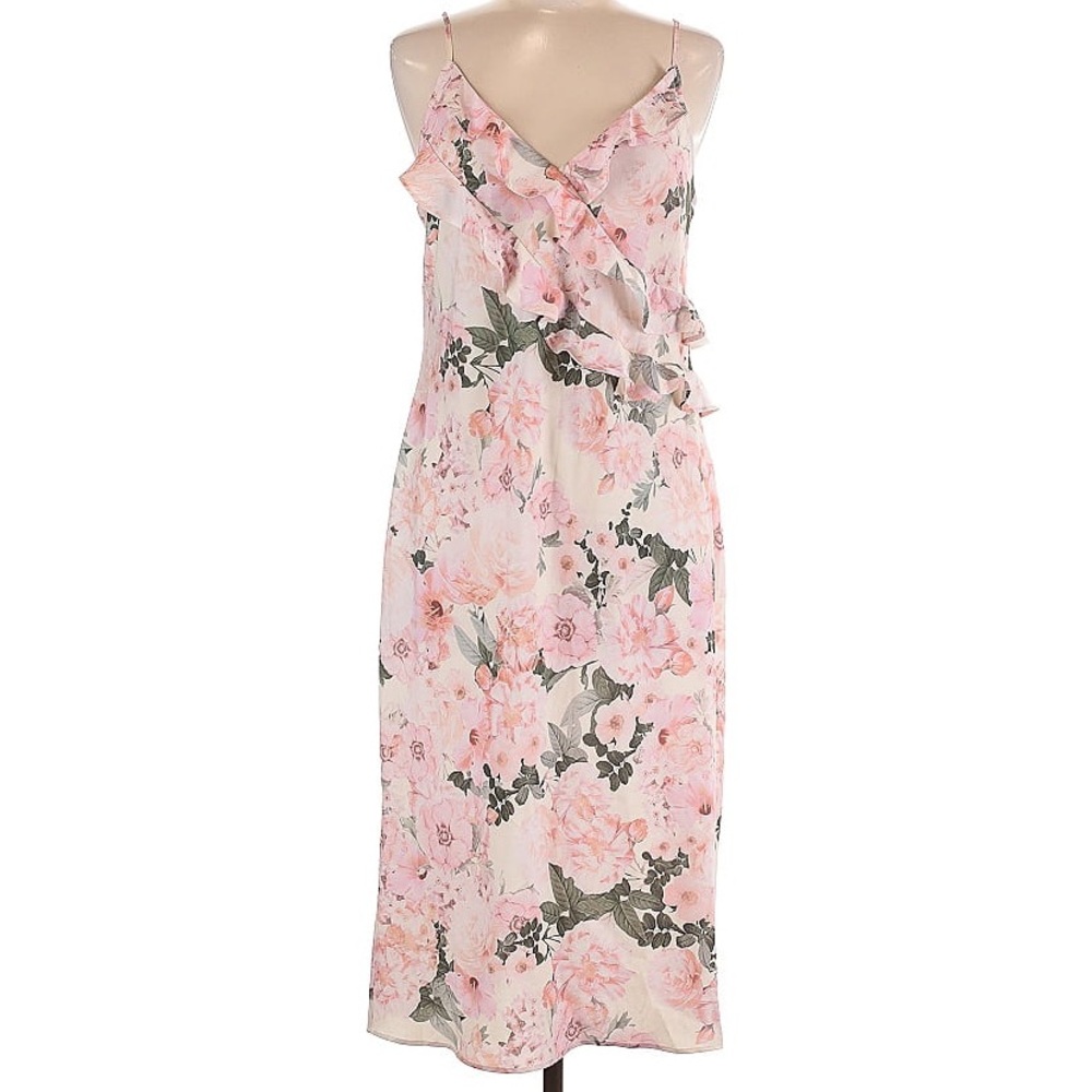Express Pink Floral Midi Dress